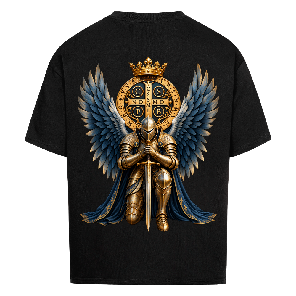 NOVAWEAR® GUARDIAN Heavyweight Oversized T-Shirt – Rückansicht in Schwarz mit GUARDIAN Backprint