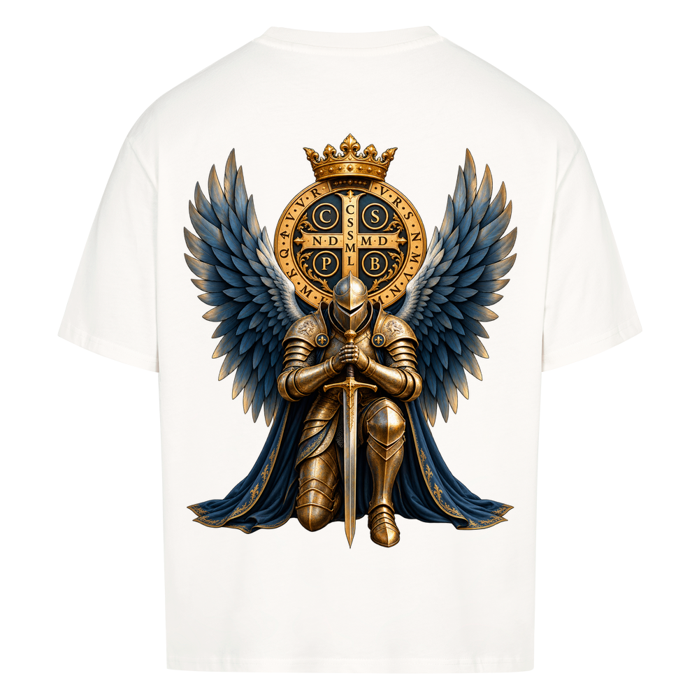 
NOVAWEAR® GUARDIAN Heavyweight Oversized T-Shirt – Rückansicht in Weiß mit GUARDIAN Backprint