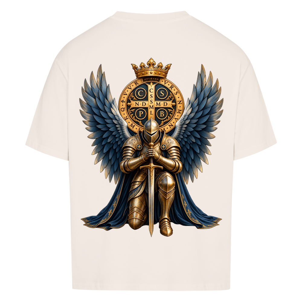 
NOVAWEAR® GUARDIAN Heavyweight Oversized T-Shirt – Rückansicht in Natural Raw mit GUARDIAN Backprint