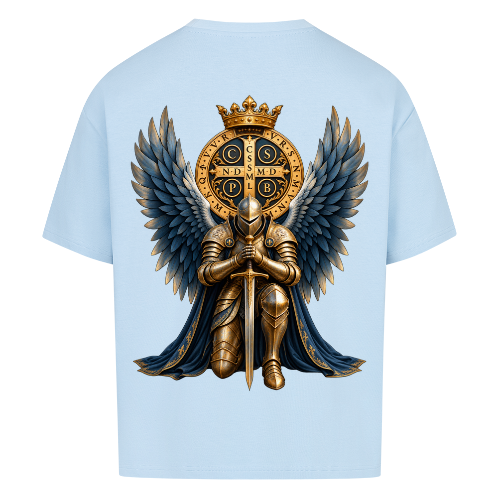 
NOVAWEAR® GUARDIAN Heavyweight Oversized T-Shirt – Rückansicht in Babyblau mit GUARDIAN Backprint