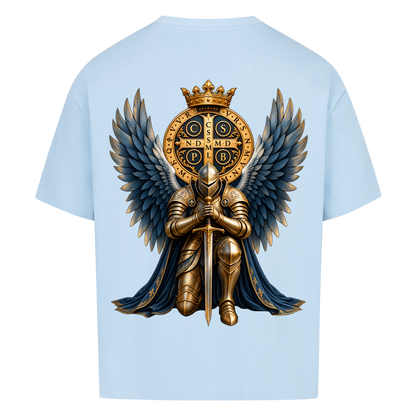 NOVAWEAR® GUARDIAN Heavyweight Oversized T-Shirt – Rückansicht in Babyblau mit GUARDIAN Backprint