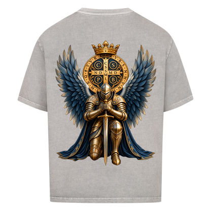 NOVAWEAR® GUARDIAN Heavyweight Oversized T-Shirt – Rückansicht in Washed Grey mit GUARDIAN Backprint