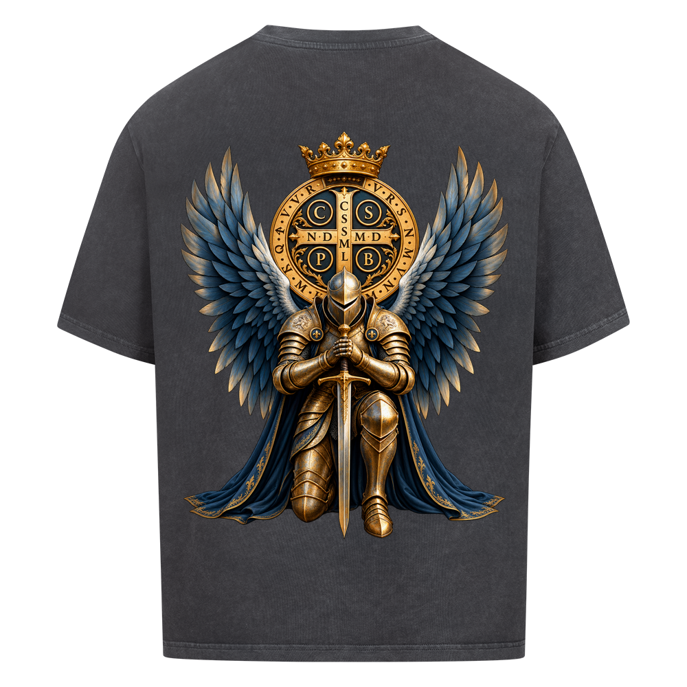 
NOVAWEAR® GUARDIAN Heavyweight Oversized T-Shirt – Rückansicht in Washed Black mit GUARDIAN Backprint