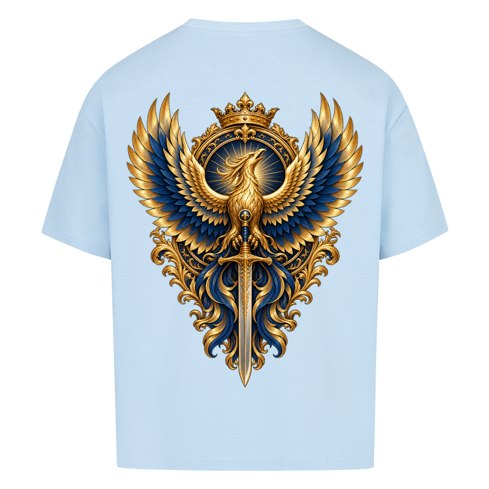 
NOVAWEAR® ASCEND Heavyweight Oversized T-Shirt – Rückansicht in Babyblau mit ASCEND Backprint