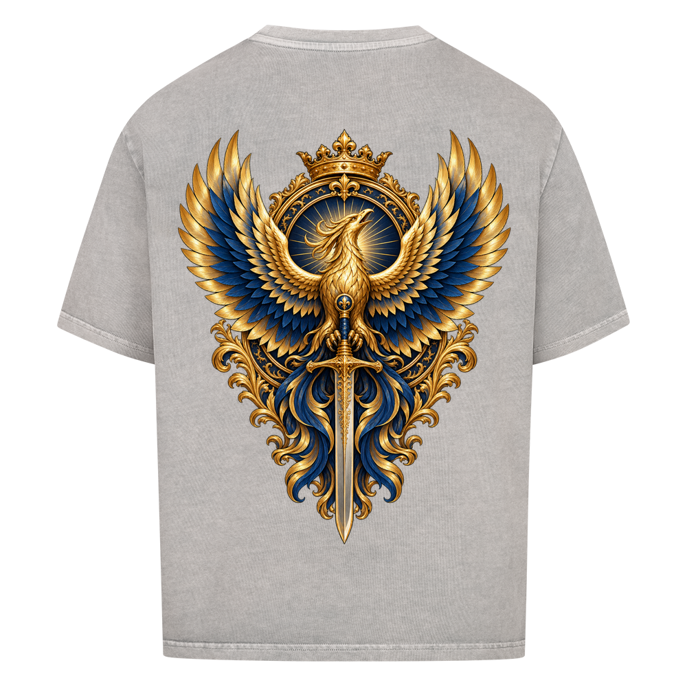 
NOVAWEAR® ASCEND Heavyweight Oversized T-Shirt – Rückansicht in Washed Grey mit ASCEND Backprint