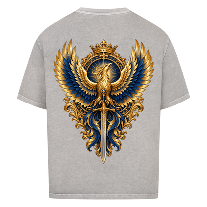 NOVAWEAR® ASCEND Heavyweight Oversized T-Shirt – Rückansicht in Washed Grey mit ASCEND Backprint