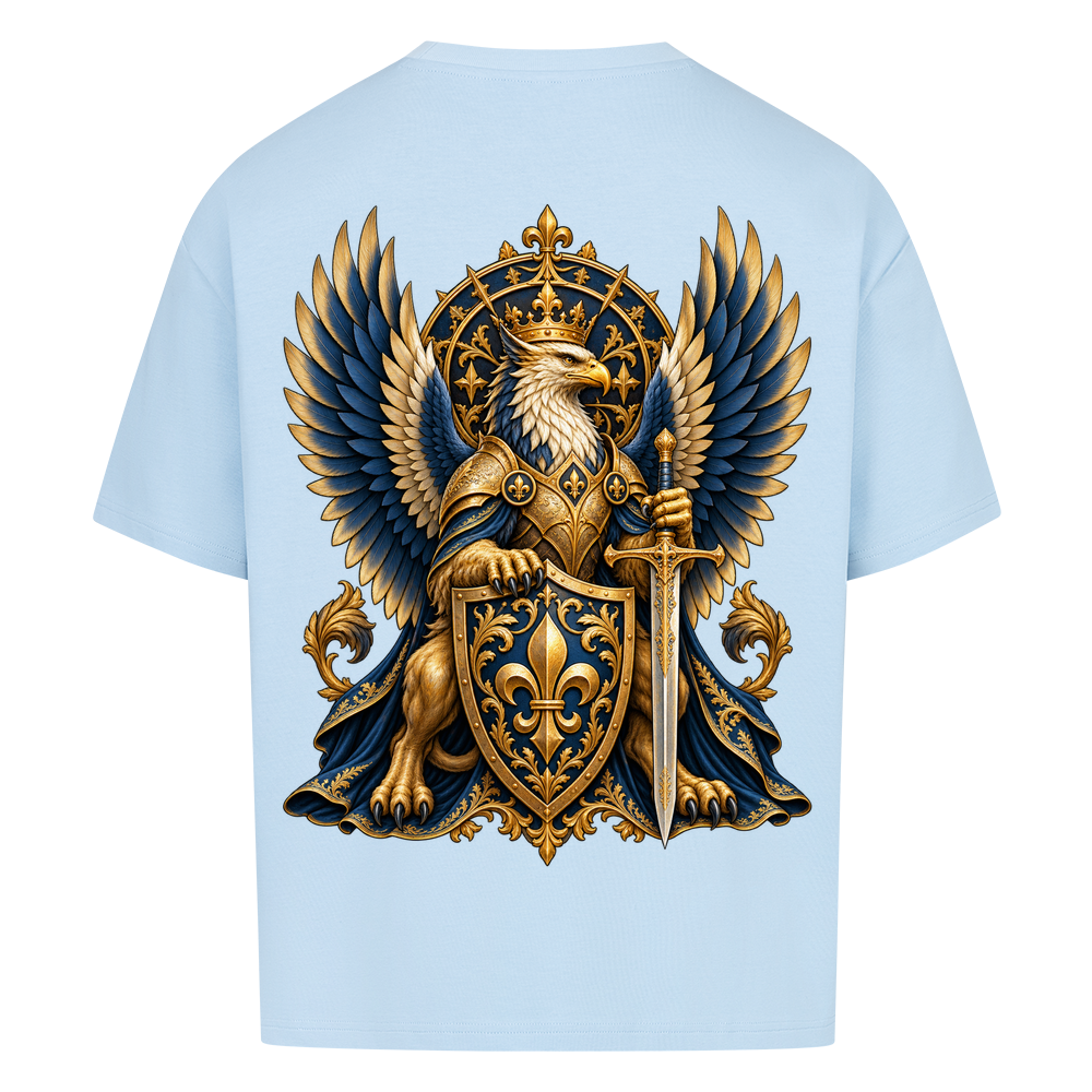 NOVAWEAR® SOVEREIGN Heavyweight Oversized T-Shirt – Rückansicht in Babyblau mit SOVEREIGN Backprint