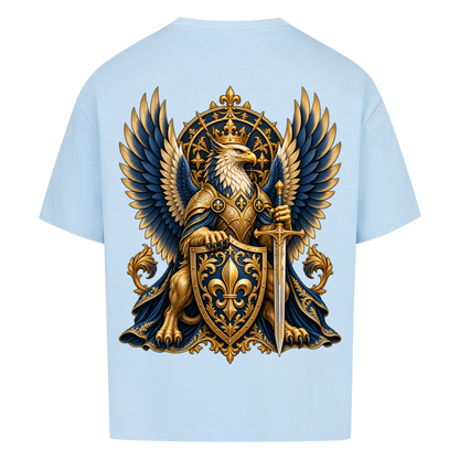 NOVAWEAR® SOVEREIGN Heavyweight Oversized T-Shirt – Rückansicht in Babyblau mit SOVEREIGN Backprint