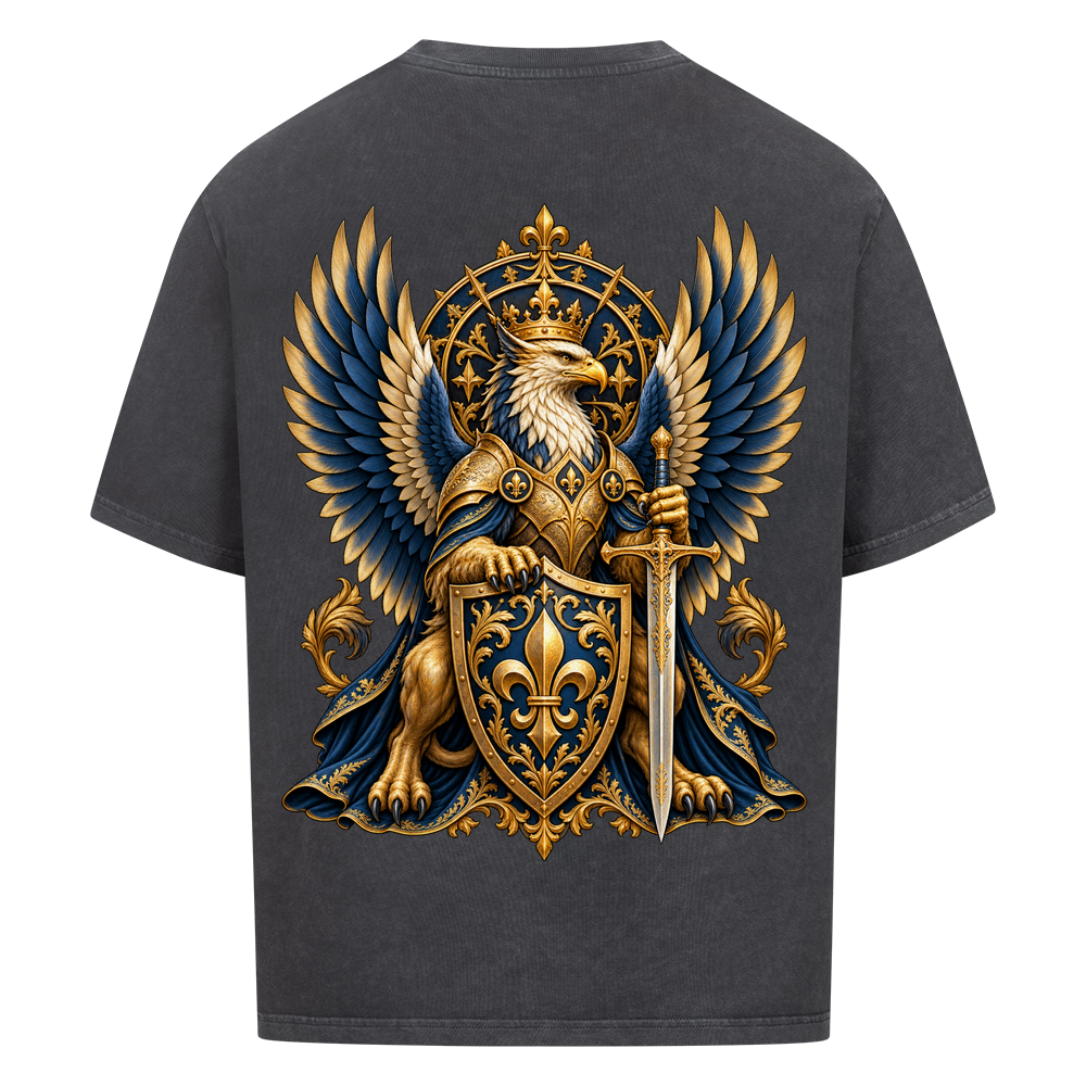 
NOVAWEAR® SOVEREIGN Heavyweight Oversized T-Shirt – Rückansicht in Washed Black mit SOVEREIGN Backprint