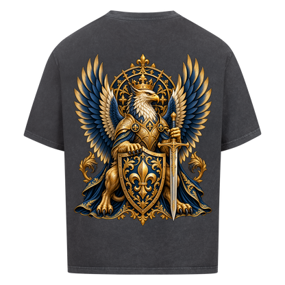 NOVAWEAR® SOVEREIGN Heavyweight Oversized T-Shirt – Rückansicht in Washed Black mit SOVEREIGN Backprint