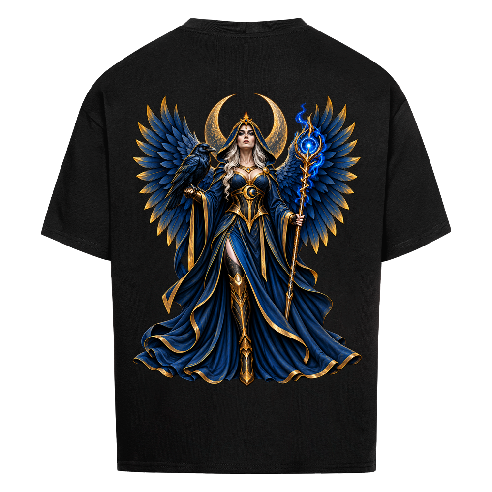 
NOVAWEAR® NIGHT EMPRESS Heavyweight Oversized T-Shirt – Rückansicht in Black mit NIGHT EMPRESS Backprint