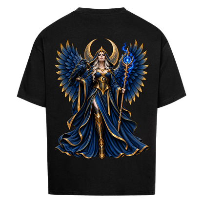 NOVAWEAR® NIGHT EMPRESS Heavyweight Oversized T-Shirt – Rückansicht in Schwarz mit NIGHT EMPRESS Backprint