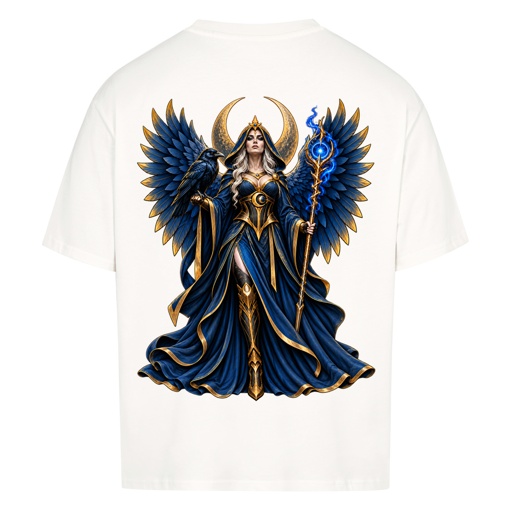 
NOVAWEAR® NIGHT EMPRESS Heavyweight Oversized T-Shirt – Rückansicht in White mit NIGHT EMPRESS Backprint