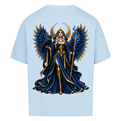 NOVAWEAR® NIGHT EMPRESS Heavyweight Oversized T-Shirt – Rückansicht in Babyblau mit NIGHT EMPRESS Backprint