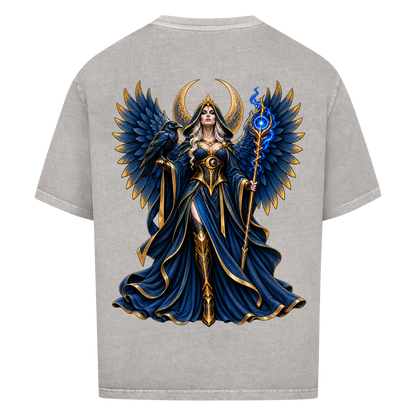 NOVAWEAR® NIGHT EMPRESS Heavyweight Oversized T-Shirt – Rückansicht in Washed Grey mit NIGHT EMPRESS Backprint