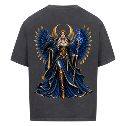 NOVAWEAR® NIGHT EMPRESS Heavyweight Oversized T-Shirt – Rückansicht in Washed Black mit NIGHT EMPRESS Backprint