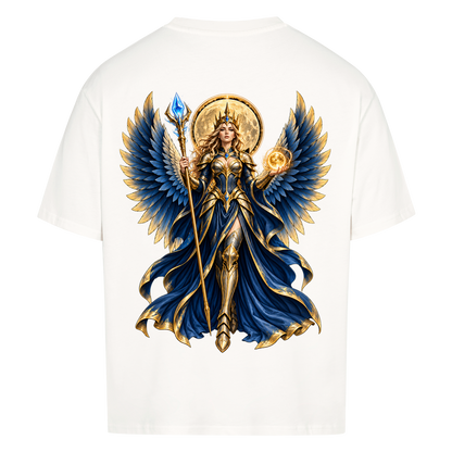 NOVAWEAR® DIVINE EMPRESS Heavyweight Oversized T-Shirt – Rückansicht in Weiß mit DIVINE EMPRESS Backprint