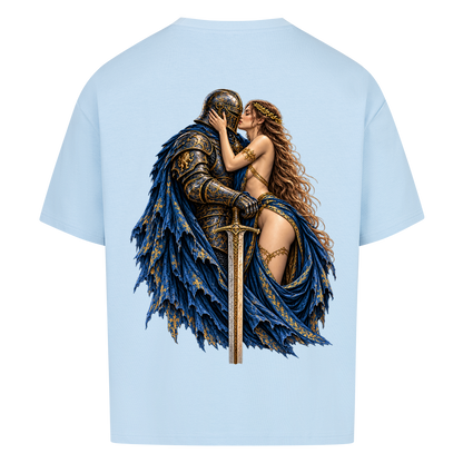 NOVAWEAR® FORBIDDEN REIGN Heavyweight Oversized T-Shirt – Rückansicht in Babyblau mit FORBIDDEN REIGN Backprint