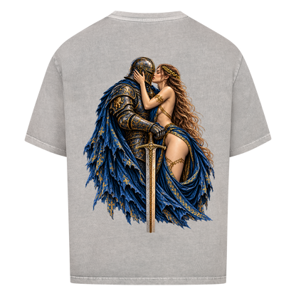 NOVAWEAR® FORBIDDEN REIGN Heavyweight Oversized T-Shirt – Rückansicht in Washed Grey mit FORBIDDEN REIGN Backprint