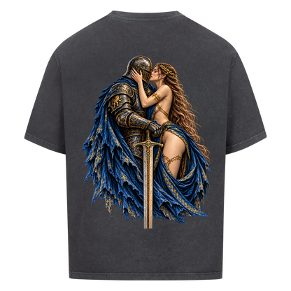 NOVAWEAR® FORBIDDEN REIGN Heavyweight Oversized T-Shirt – Rückansicht in Washed Black mit FORBIDDEN REIGN Backprint