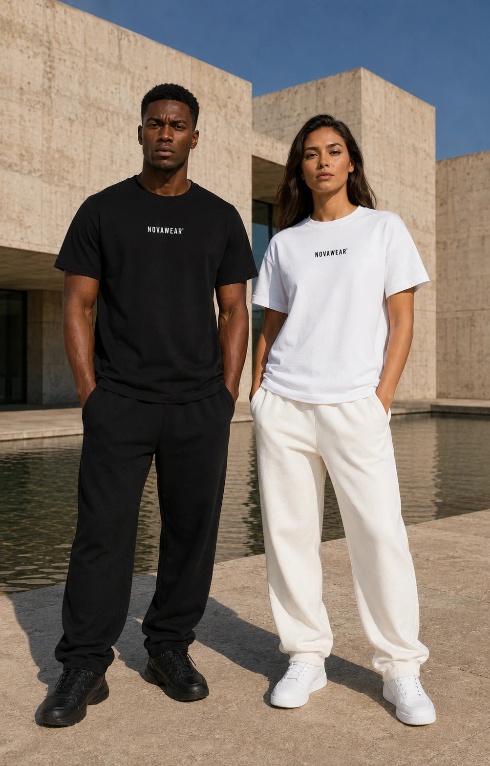 NOVAWEAR Basic Shirt in Schwarz und Weiß – Unisex-Duo
