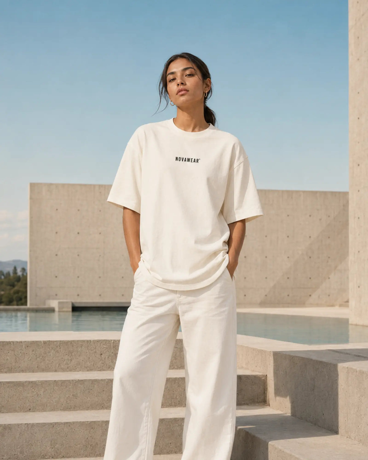 NOVAWEAR Oversized Shirt in Natural Raw – Vorderansicht