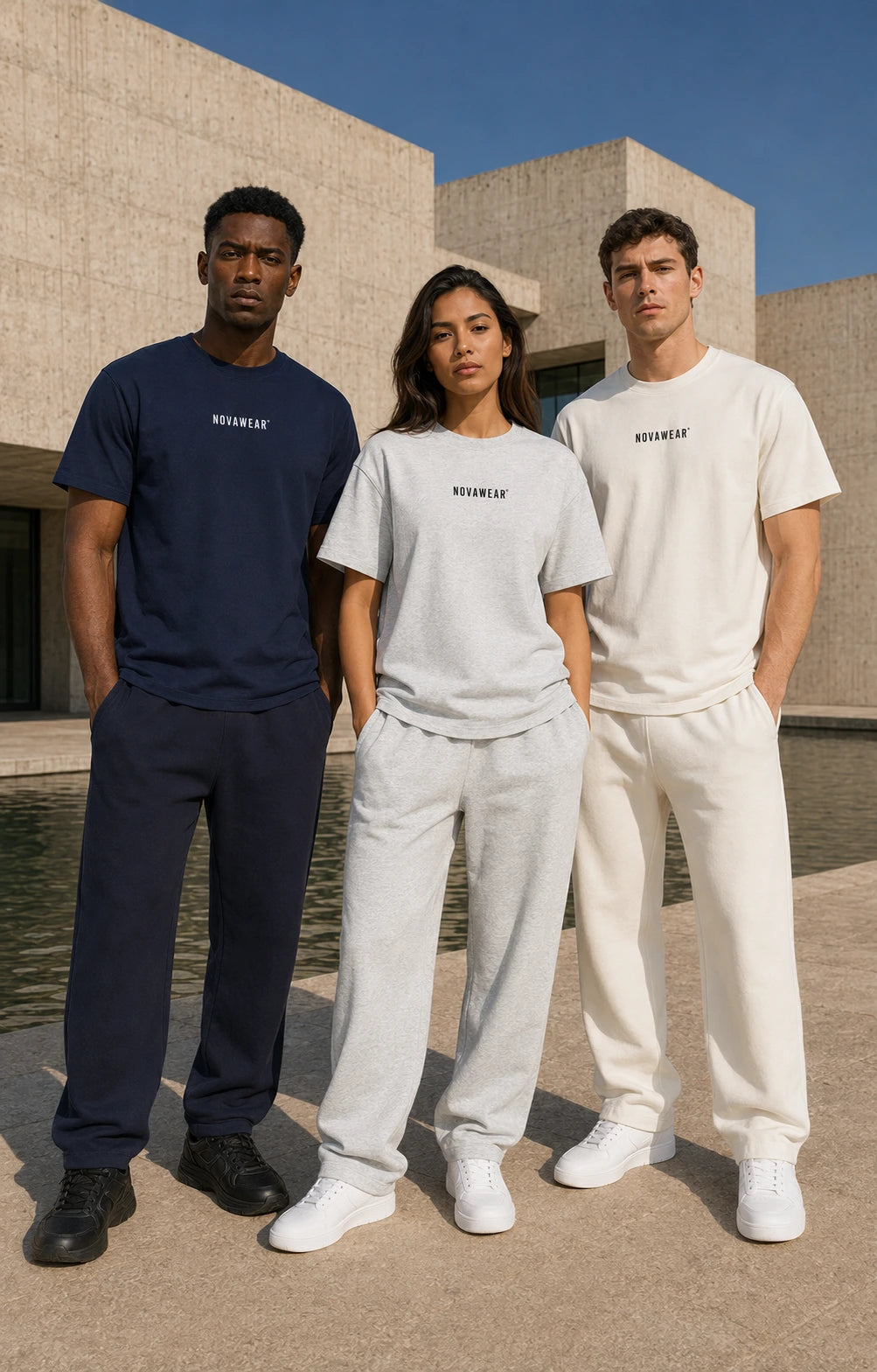 NOVAWEAR Basic Shirt in Navy, Grau und Natural Raw
