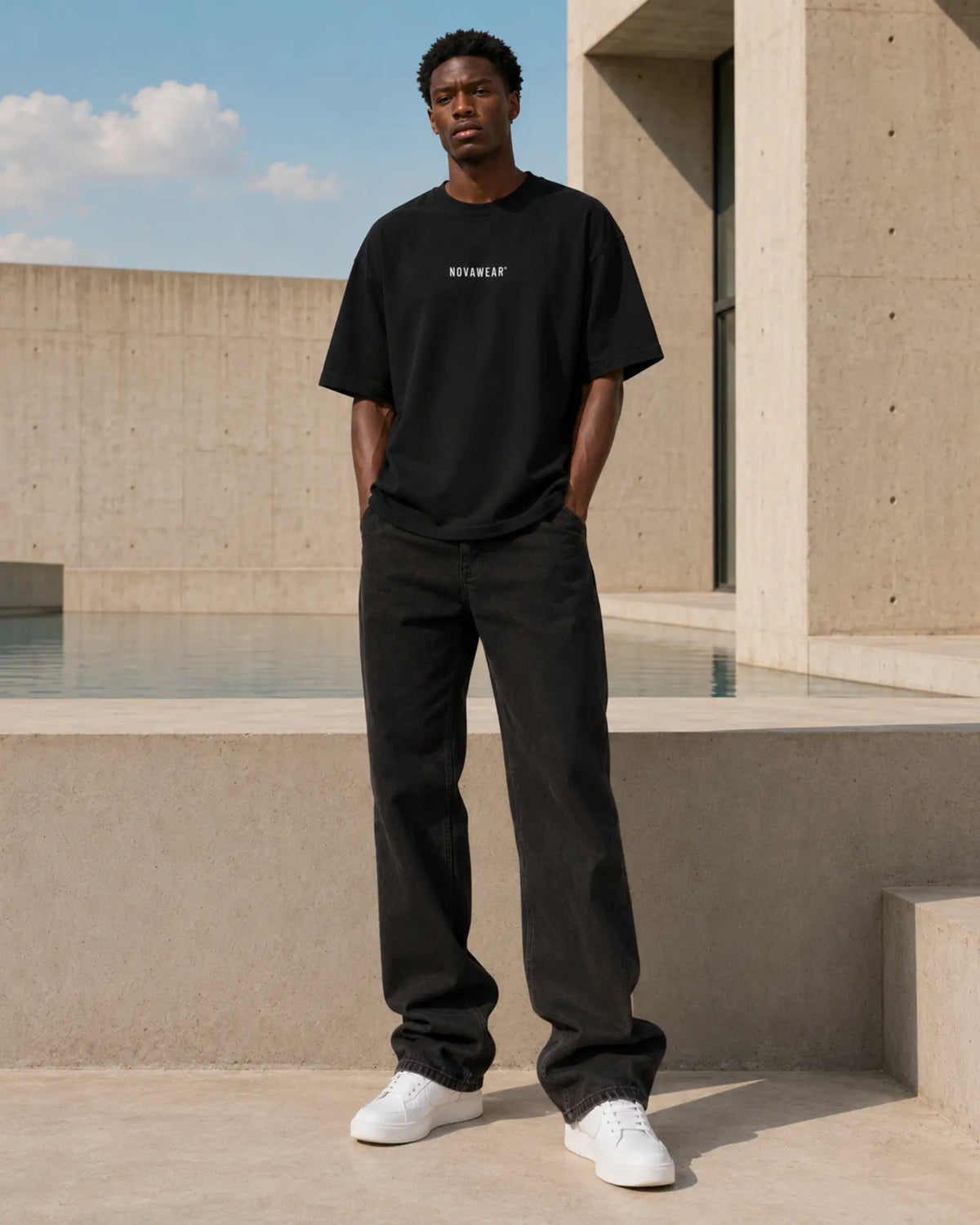 NOVAWEAR Oversized Shirt in Schwarz – Vorderansicht