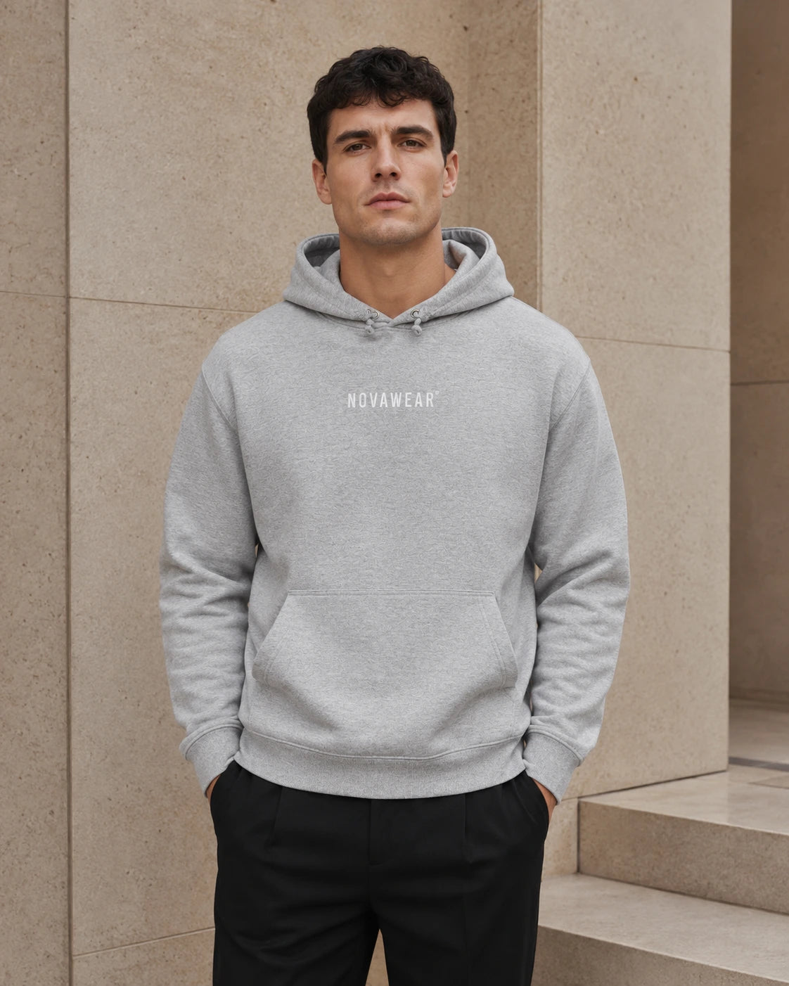 NOVAWEAR Hoodie in Heather Grey – Vorderansicht