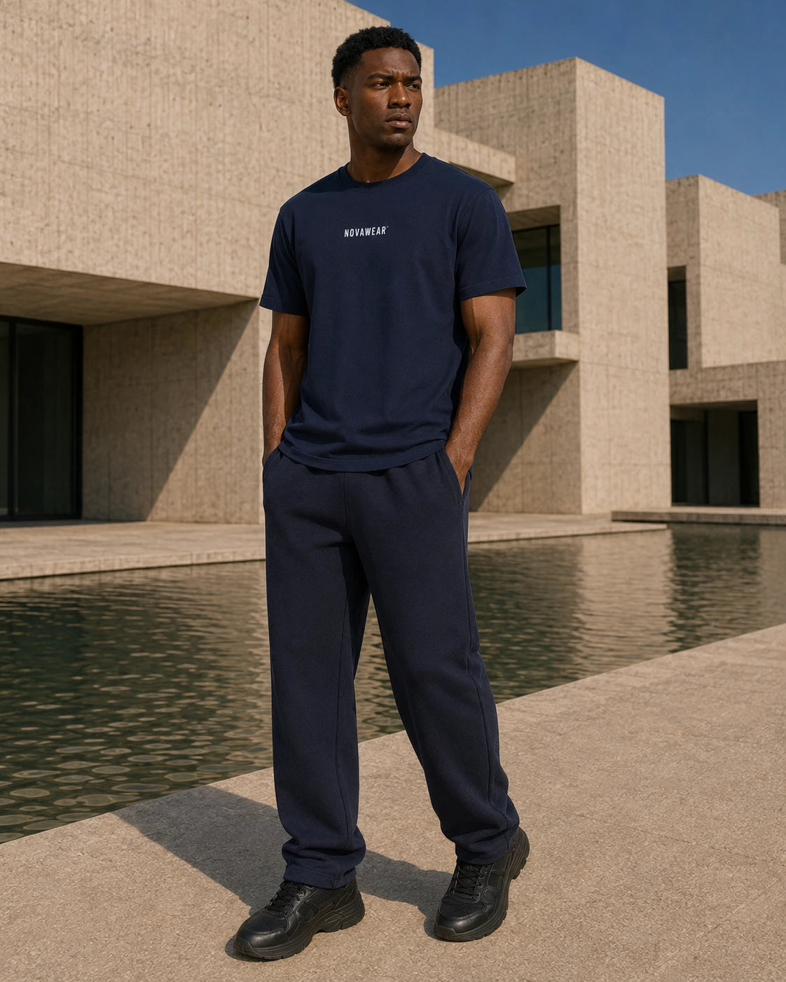 NOVAWEAR Basic Shirt in French Navy – Dreiviertelansicht
