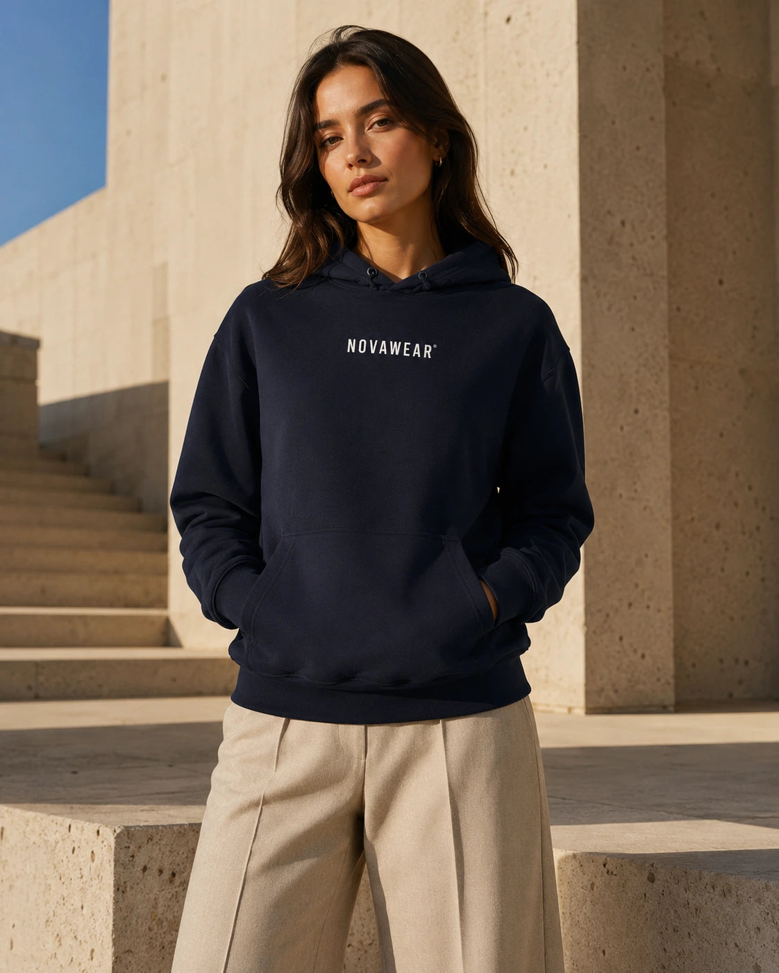 NOVAWEAR Hoodie in New French Navy – Vorderansicht