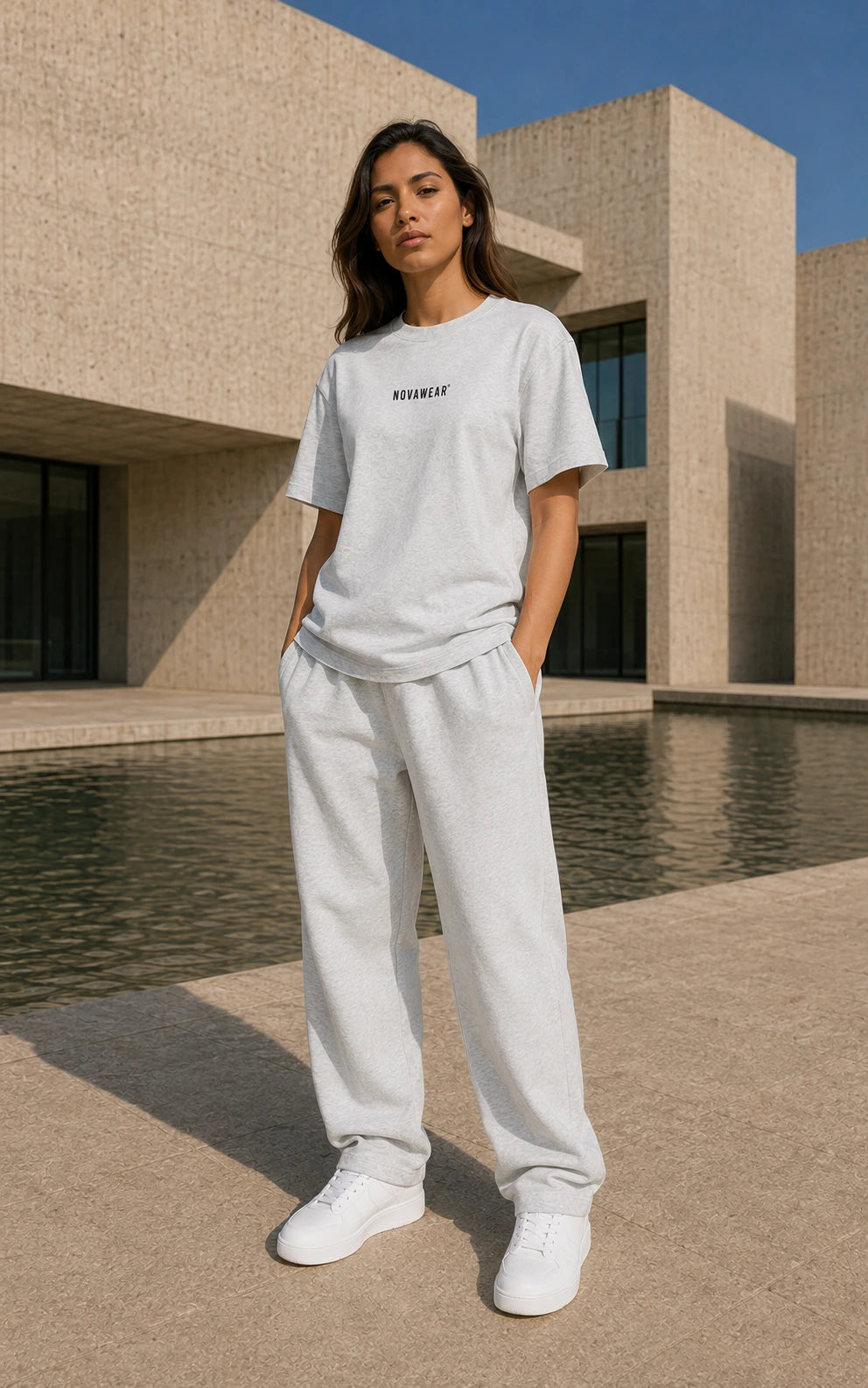 NOVAWEAR Basic Shirt in Heather Grey – Dreiviertelansicht