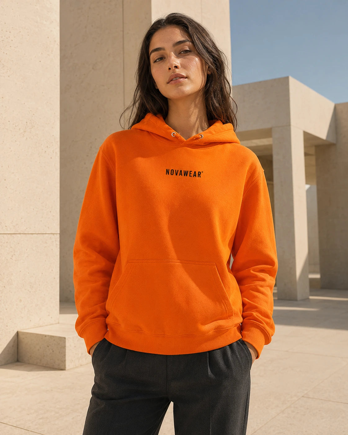 NOVAWEAR Hoodie in Orange – Vorderansicht