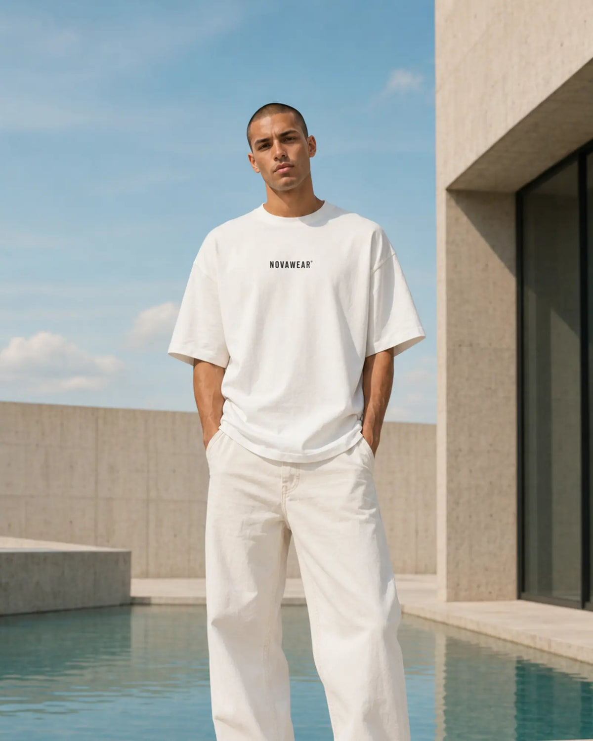 NOVAWEAR Oversized Shirt in Weiß – Vorderansicht