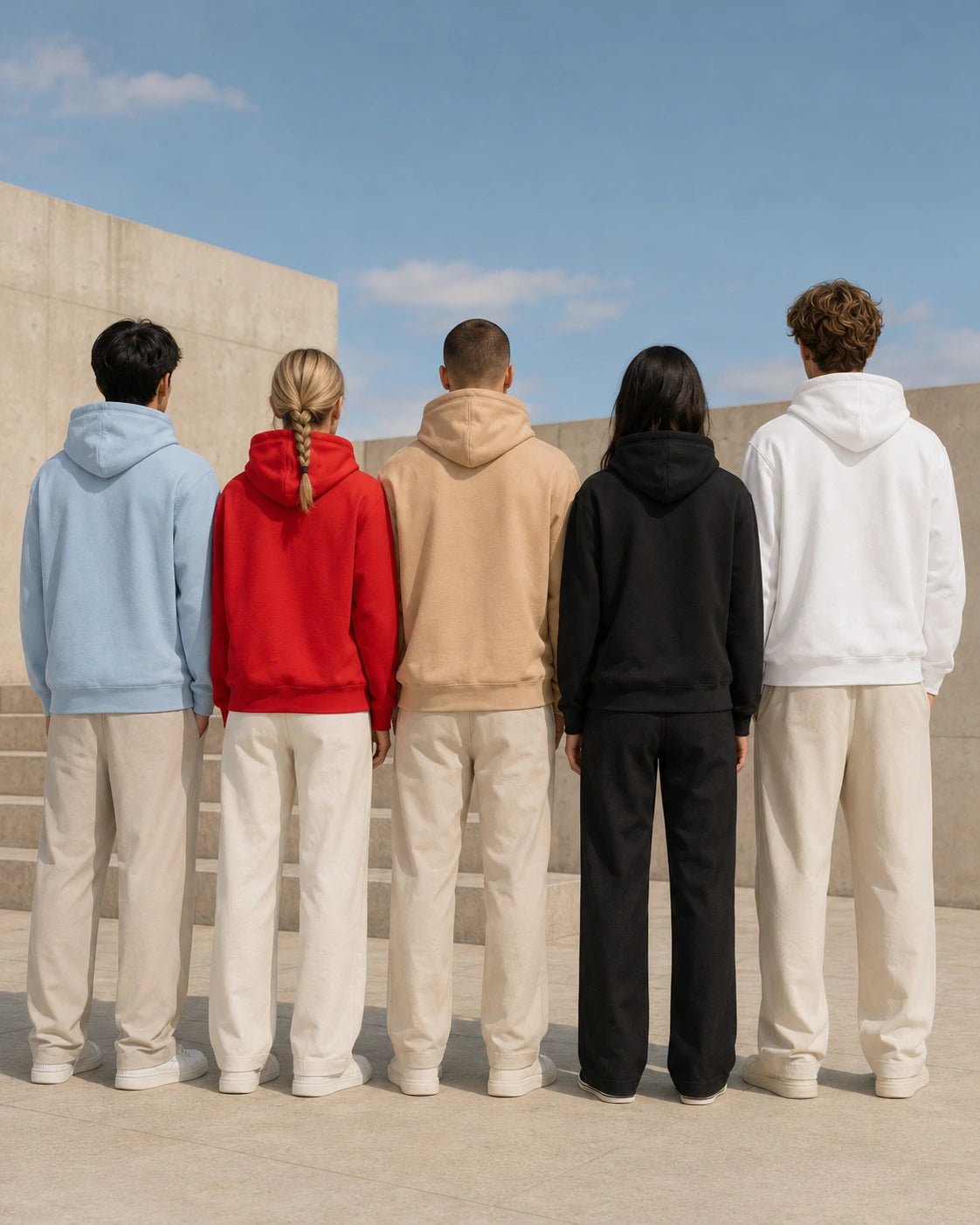 NOVAWEAR Hoodie – Rückansichten mehrerer Farben