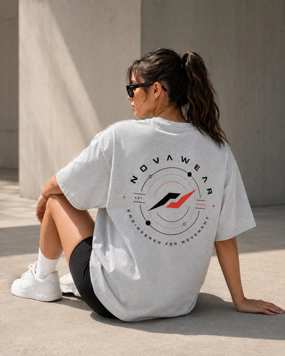 
NOVAWEAR Engineered for Movement Oversized Shirt in Washed Grey