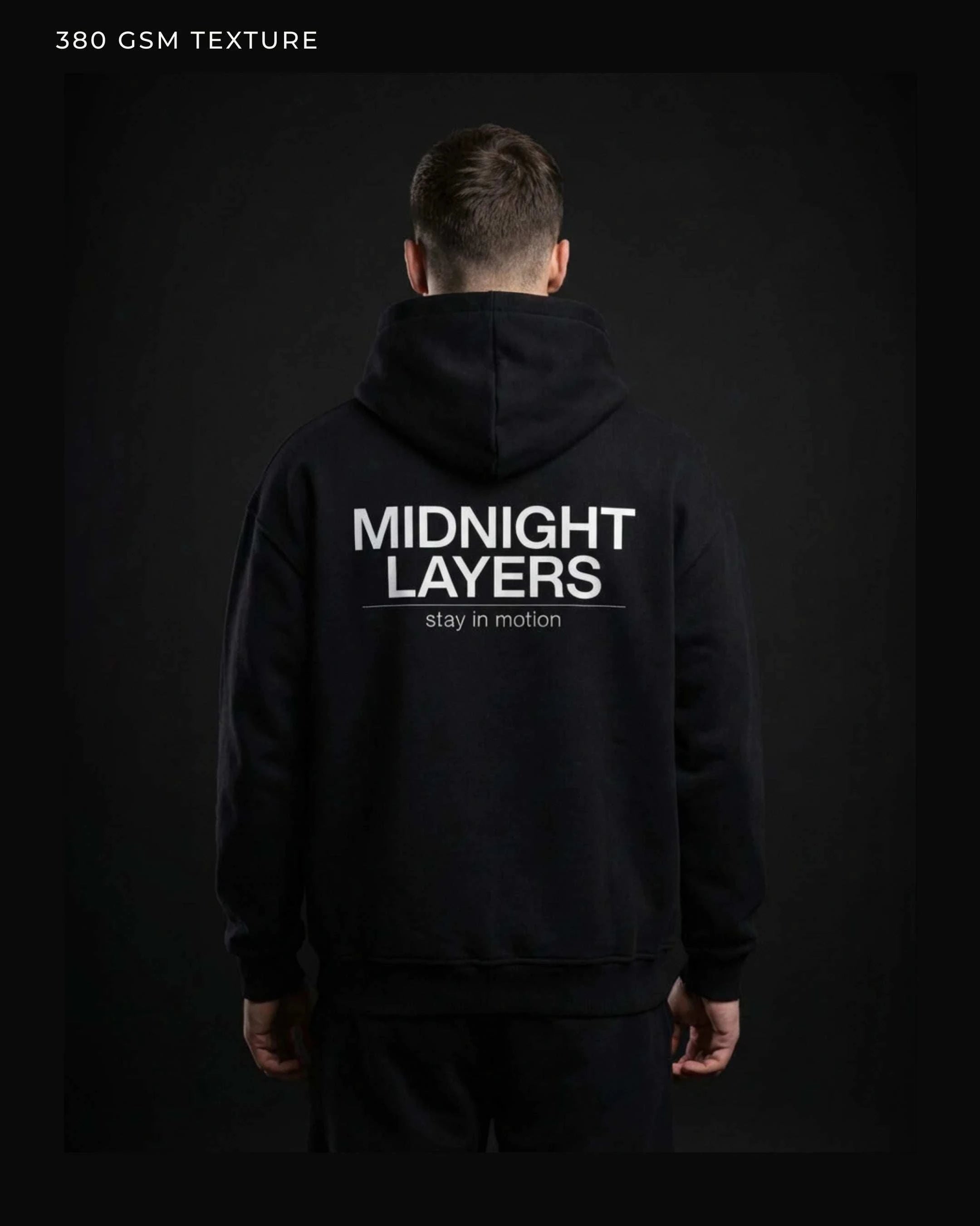 Image of MIDNIGHT LAYERS HOODIE – Backprint Edition (380 GSM Oversized)