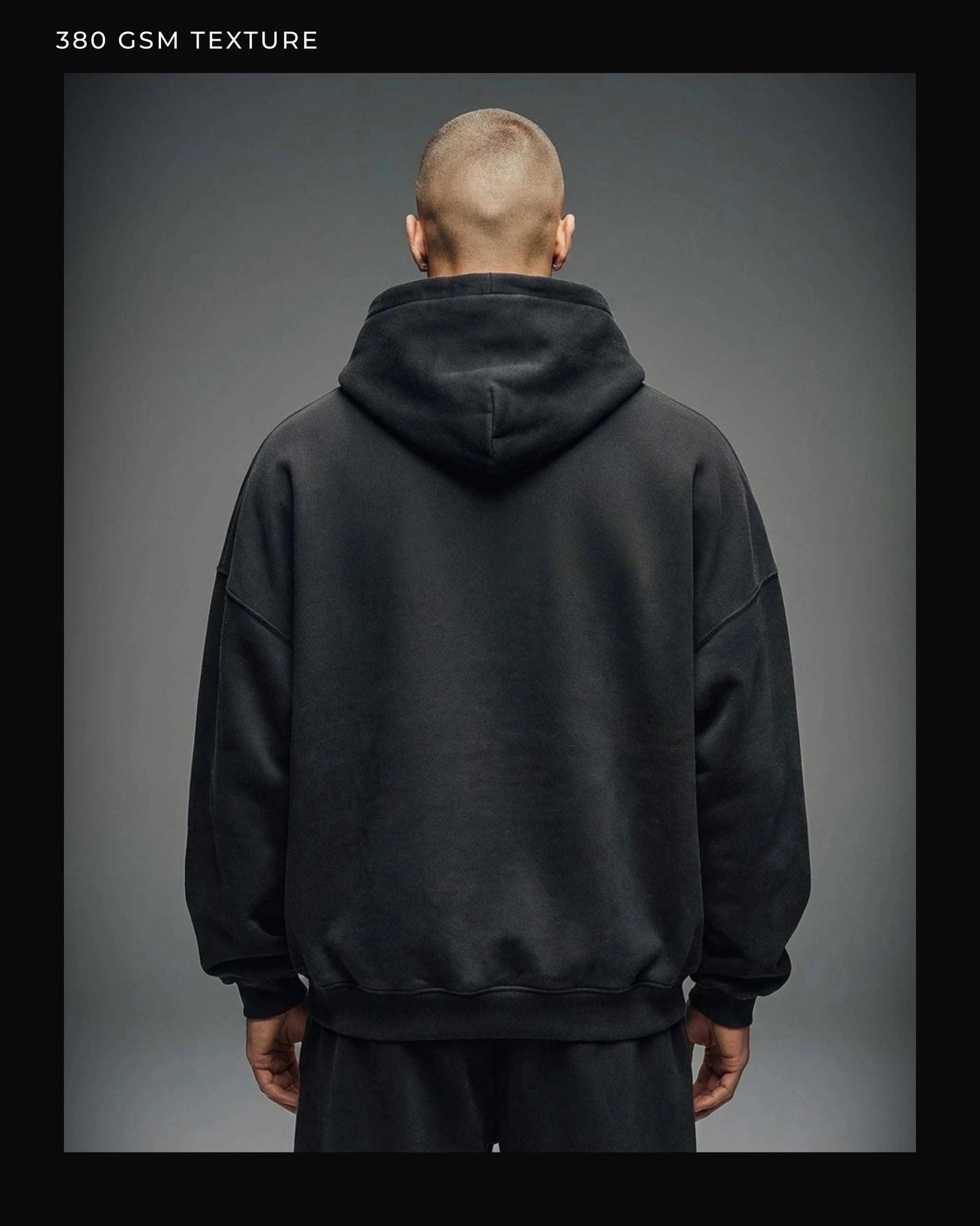 Image of NOVA CORE HOODIE – Black Edition (380 GSM Premium Oversized)
