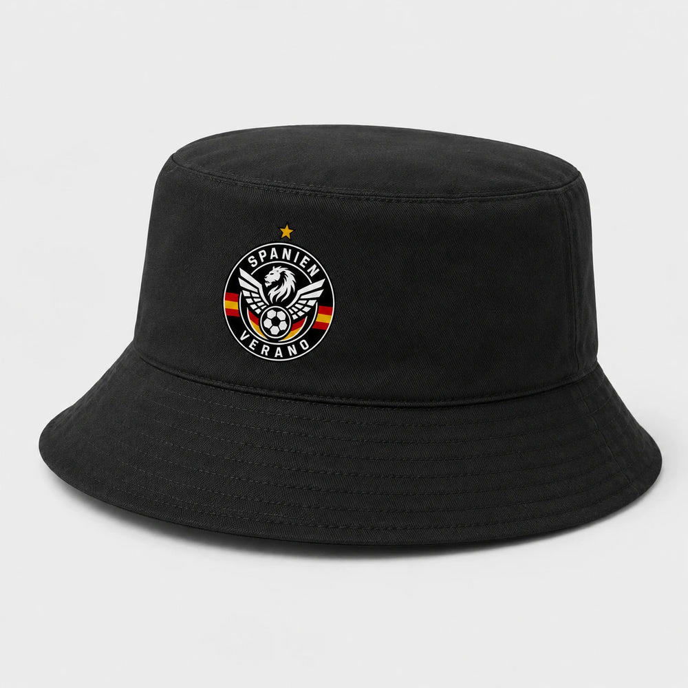 Spanien Verano Bucket Hat – Schwarzer Länderdesign Fischerhut