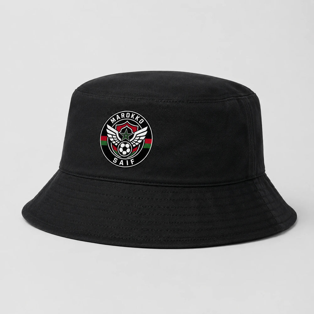 Marokko Saif Bucket Hat – Schwarzer Länderdesign Fischerhut