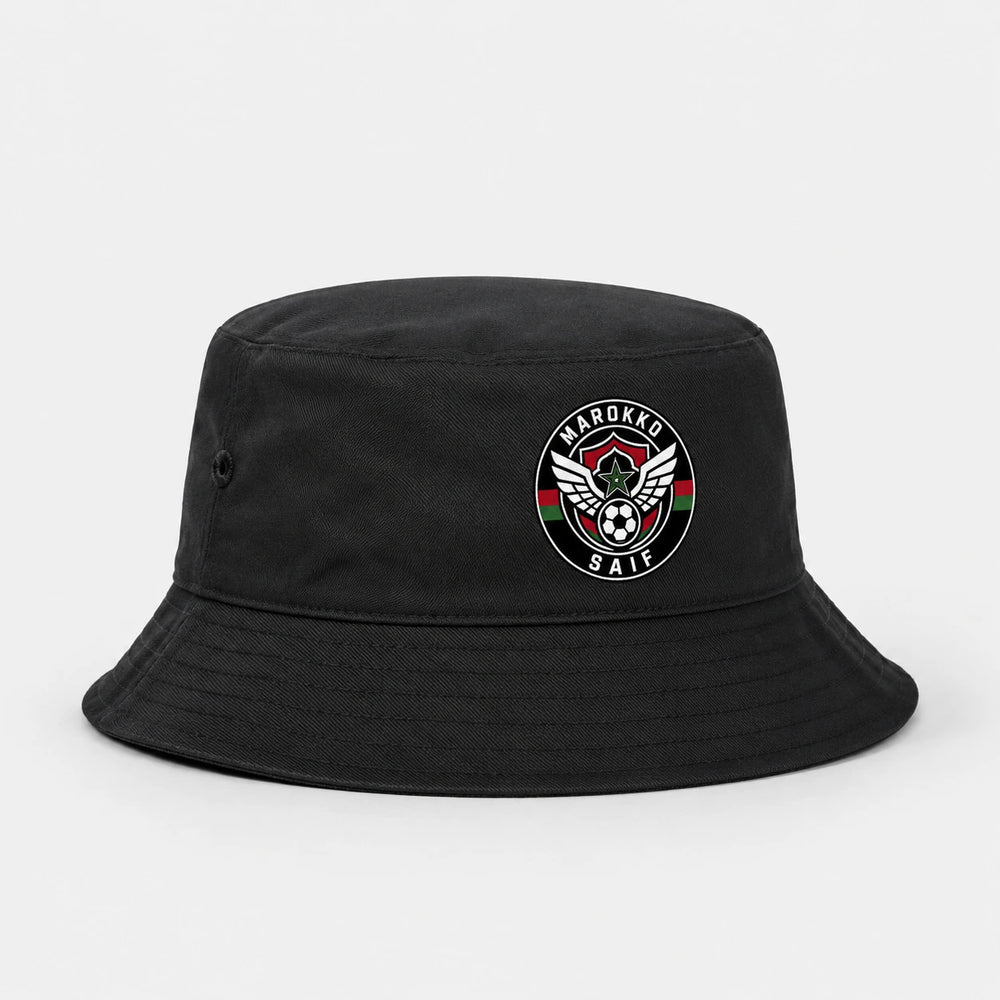 Marokko Saif Bucket Hat – Schwarzer Länderdesign Fischerhut