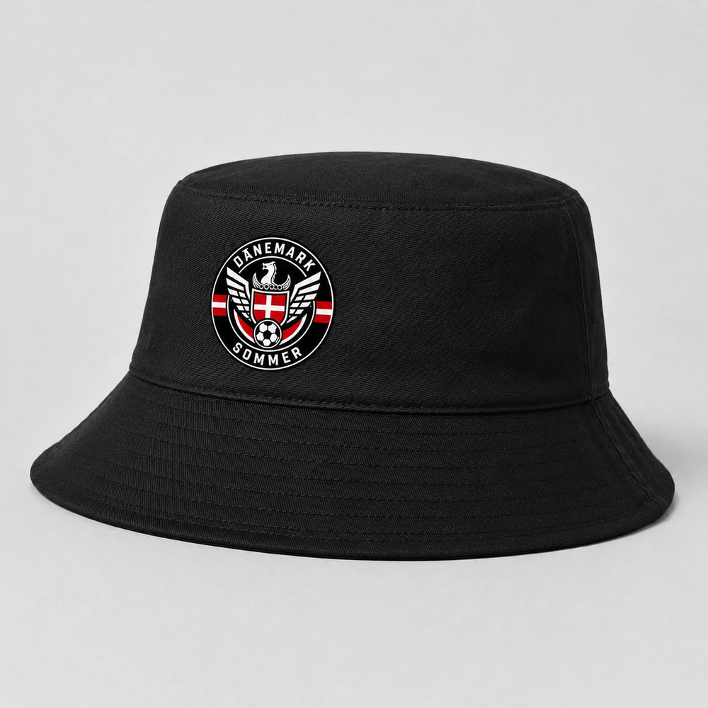 Dänemark Sommer Bucket Hat 2026 – Schwarzer Fanwear Fischerhut