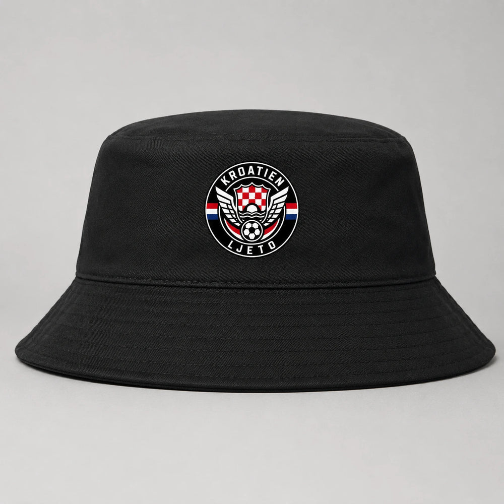Kroatien Ljeto Bucket Hat 2026 – Schwarzer Fanwear Fischerhut