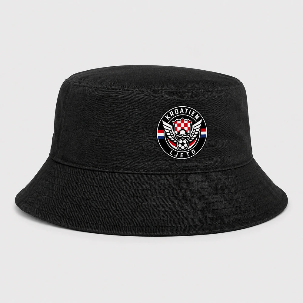Kroatien Ljeto Bucket Hat 2026 – Schwarzer Fanwear Fischerhut