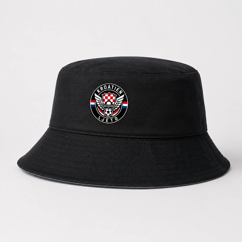 Kroatien Ljeto Bucket Hat 2026 – Schwarzer Fanwear Fischerhut
