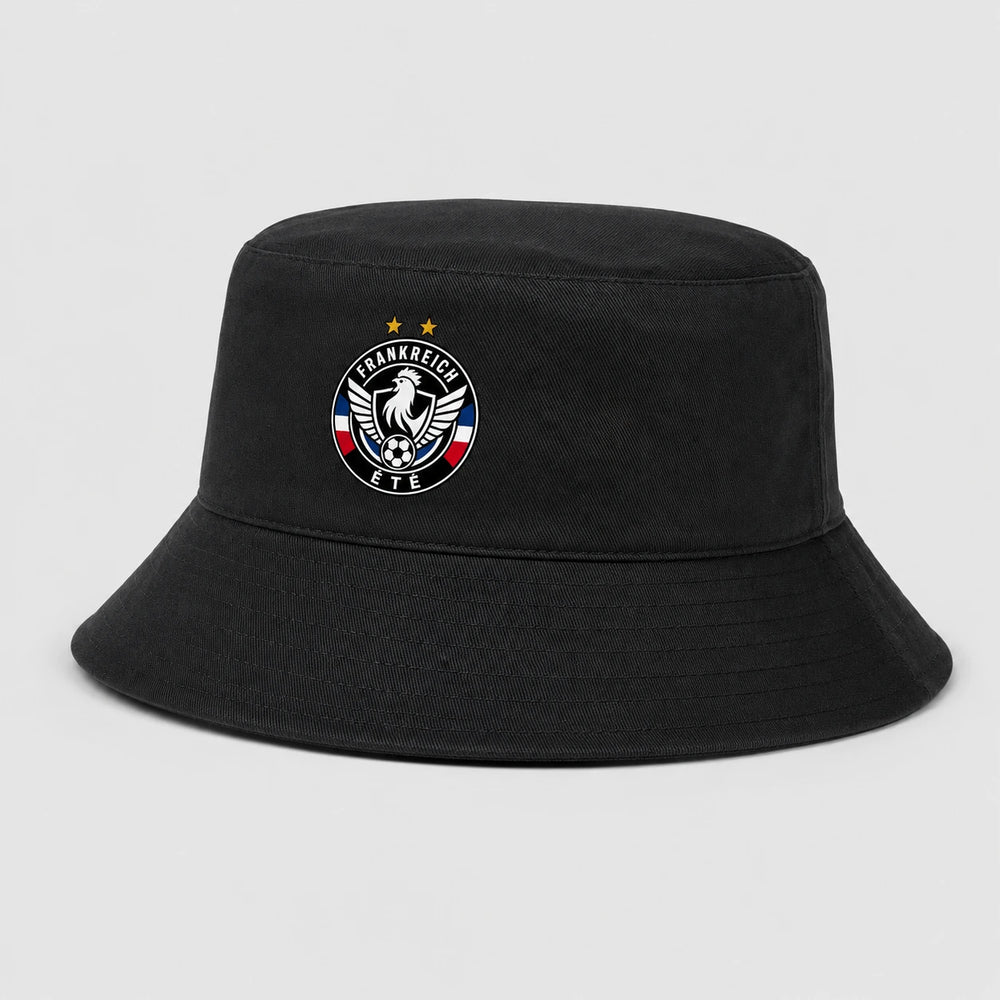 Frankreich Été Bucket Hat 2026 – Schwarzer Fanwear Fischerhut