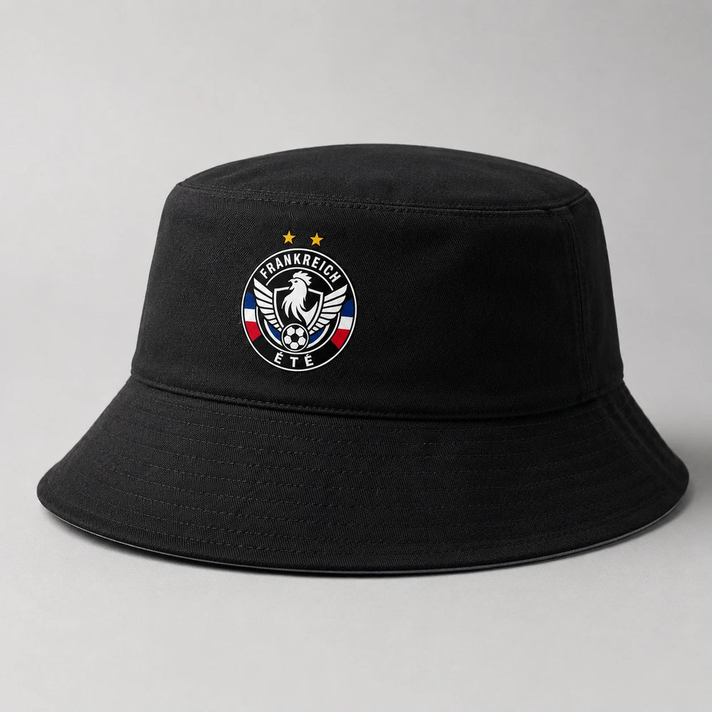 Frankreich Été Bucket Hat 2026 – Schwarzer Fanwear Fischerhut