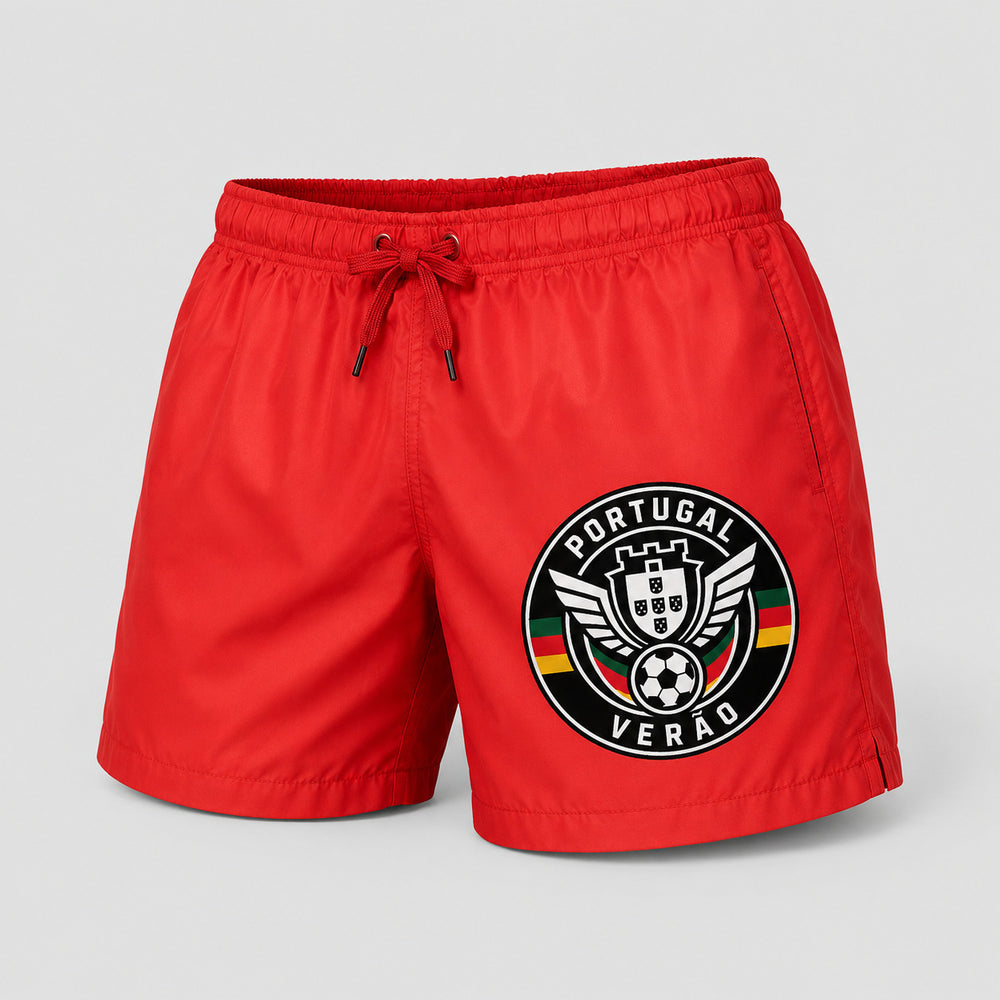 Portugal Sommer Badehose 2026 – Fanwear Swim Shorts für Strand, Pool & Matchday