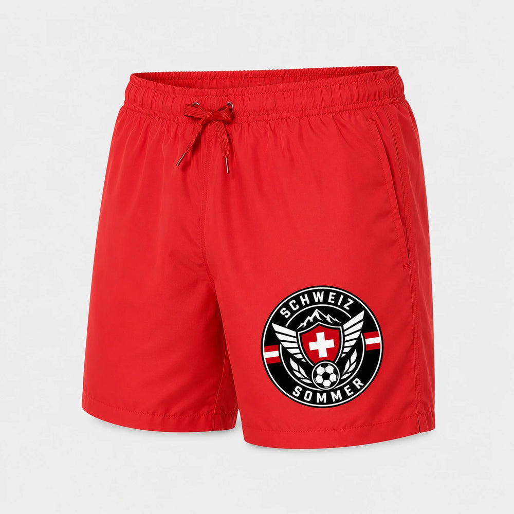Schweiz Sommer Badehose 2026 – Fanwear Swim Shorts für Strand, Pool & Matchday