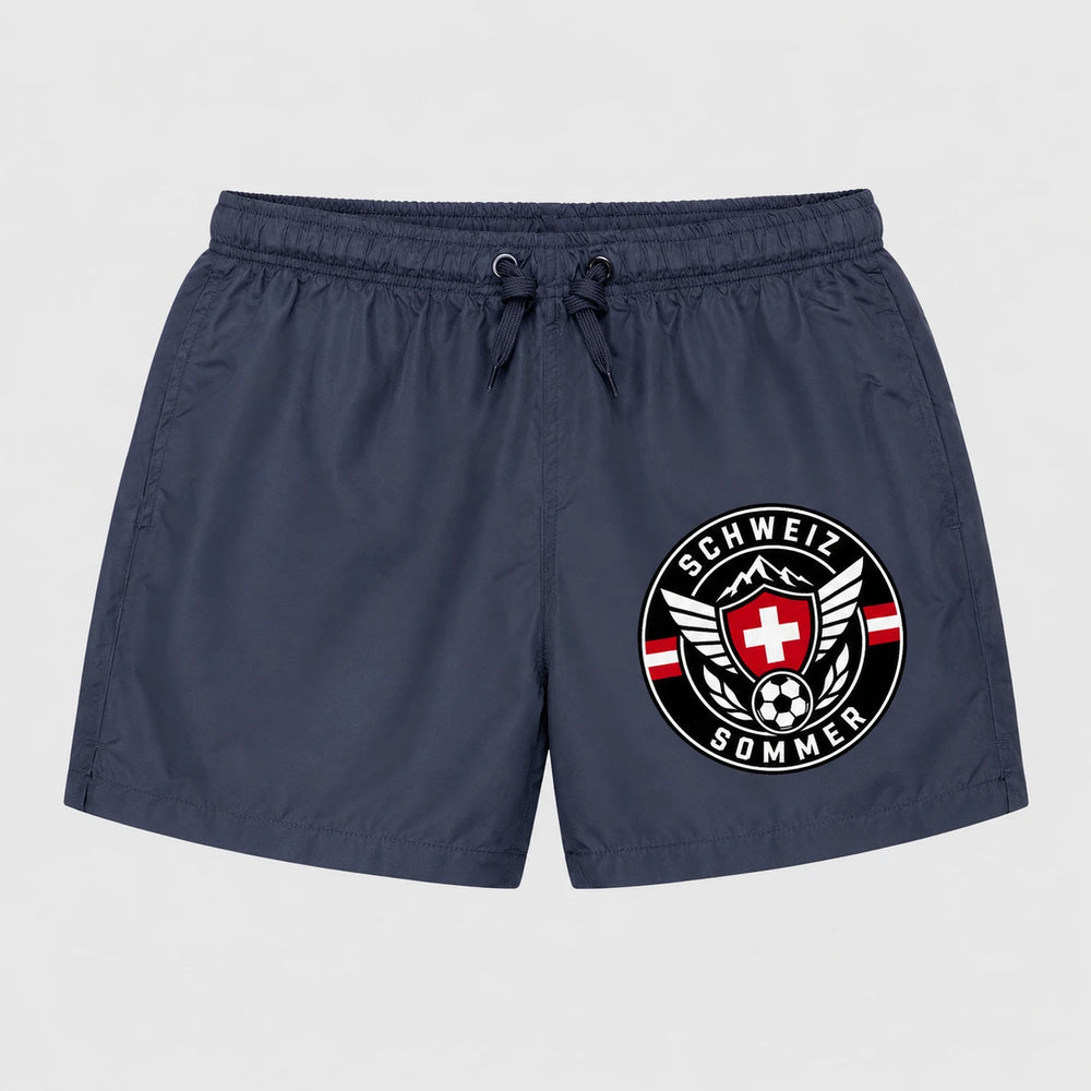 Schweiz Sommer Badehose 2026 – Fanwear Swim Shorts für Strand, Pool & Matchday